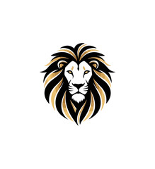 Obraz premium Lion head icon gold mane on black background