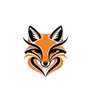 Stylized fox head illustration on black background