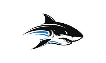 Obraz premium Shark silhouette isolated on black background graphic
