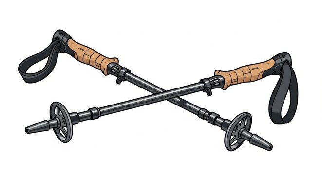 Pair of trekking poles for mountain hike