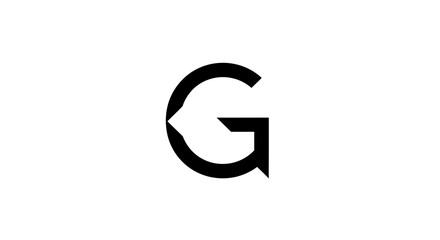 Fototapeta premium Abstract graphic design black letter g with arrow and chevron element