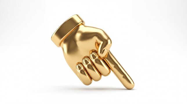 Shiny golden hand icon pointing down