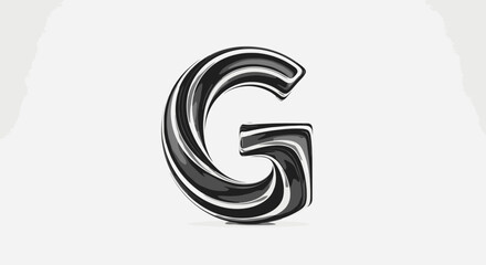 Fototapeta premium Stylized 3 d letter g in black and white against a white backdrop