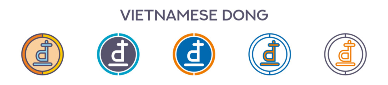Vietnamese Dong Symbol Element For Design Graphic - Multi Styles