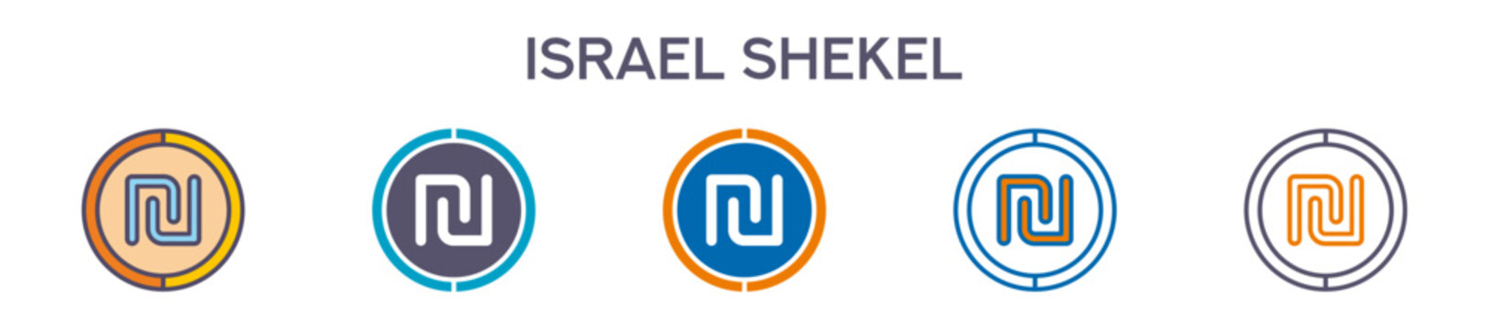 Israel Shekel Symbol Element For Design Graphic - Multi Styles