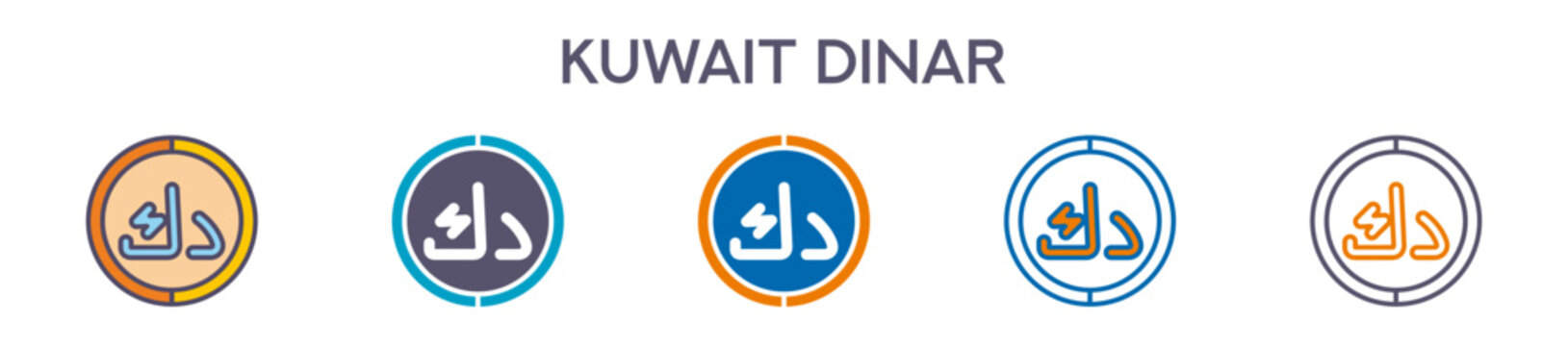Kuwait Dinar Symbol Element For Design Graphic - Multi Styles