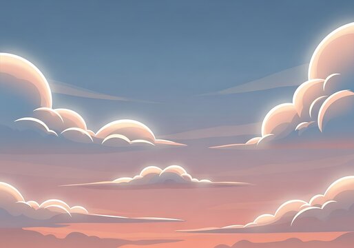 Beautiful Sky with Fluffy Clouds During Sunset.