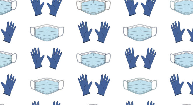 Medical masks and gloves pattern.
