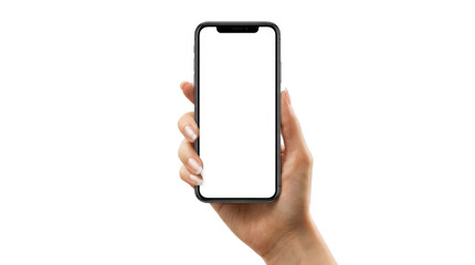 Fototapeta na wymiar Woman holding smartphone with blank screen