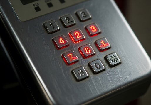 Close-up of Numeric Keypad on Security Device.