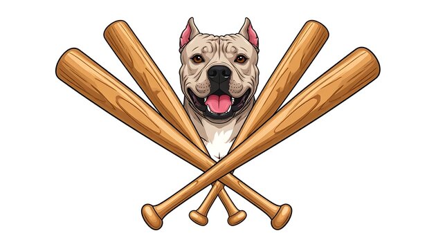 Dog head with baseball bats crossed.