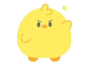 手を挙げるかわいいひよこのイラスト © sen.