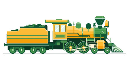 Vintage Yellow Steam Locomotive Train Engine. © emal