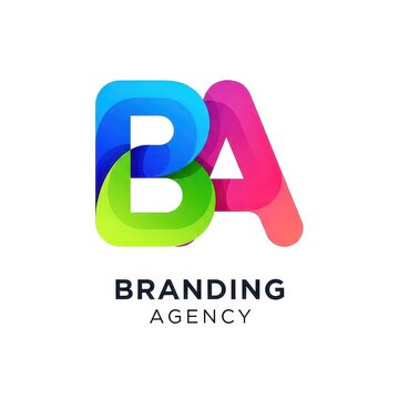 BA branding agency logo colorful modern business identity