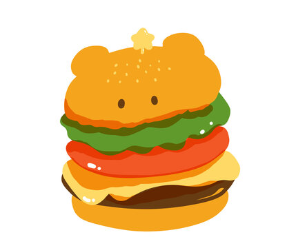 かわいいクマさんハンバーガーのイラスト