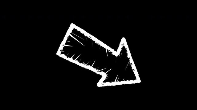 Hand Drawn Arrow Pointer Animation, Animated Doodle Illustration Loop Alpha Background
