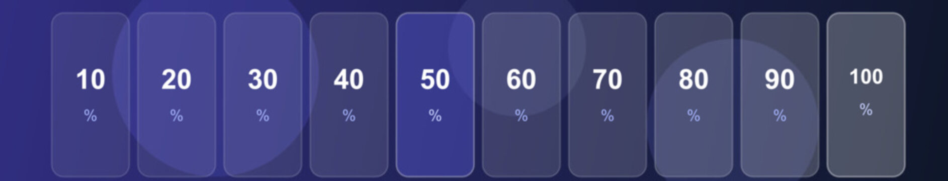 Glassmorphism ui progress bar with percentage numbers modern software interface element technology background
