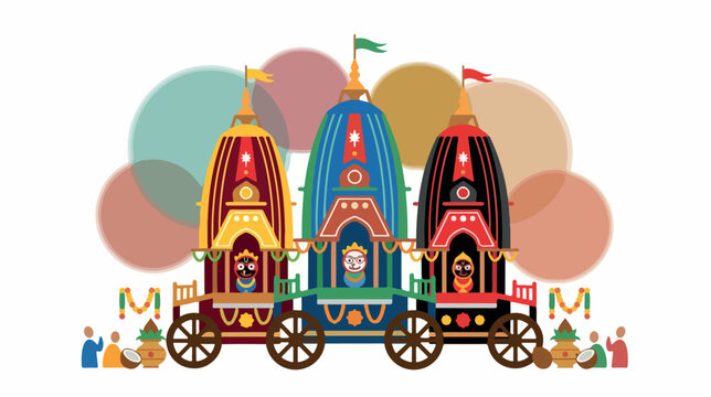 Jagannath Puri Rath Yatra Chariots Festival Illustration.