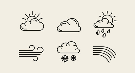 Fototapeta premium Set of Weather Icons Representing Different Atmospheric Conditions.