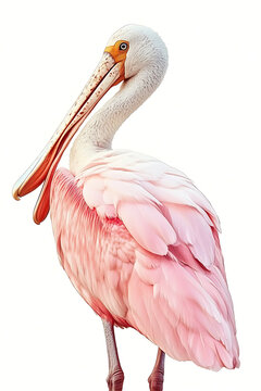 Spoonbill, Bird, Forest, Nature, Floral, Art, Printable Image, with White Background, for Stickers, T-shirt Print, Hat, Mug, Flip-flop, Mousepad