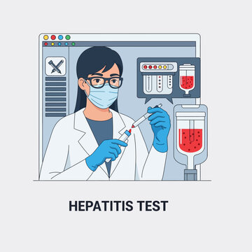 Scientist performs hepatitis test in laboratory setting.