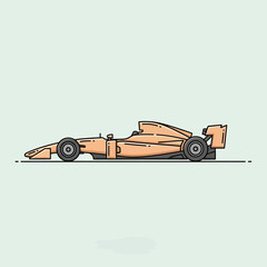 Fototapeta premium Orange Formula 1 Race Car Side View Illustration.