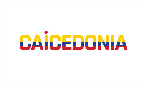 I love Caicedonia, Typographic design of I love Caicedonia on a white background, Flag typography of Caicedonia with heart, Vector design of Caicedonia City of Colombia, I love Colombia