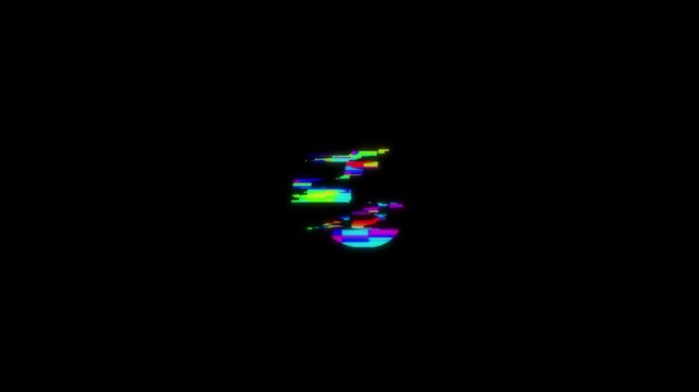 Colorful glitch countdown timer 10 to 0 isolated on black background overlay