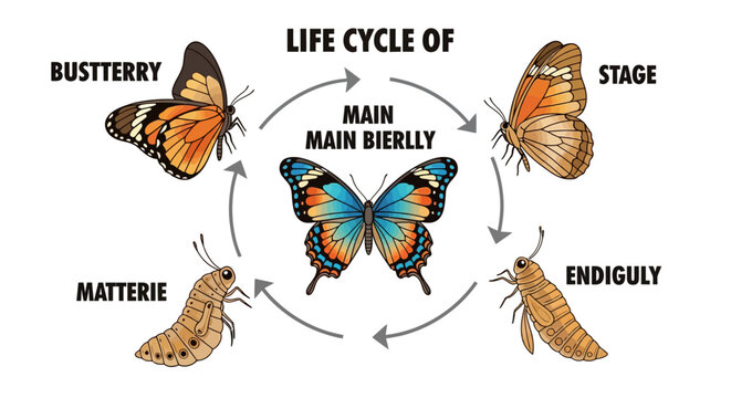 Life cycle of a butterfly stages.