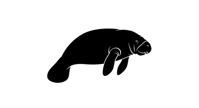 Silhouette of a Manatee Swimming Underwater