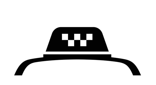 Minimalist Black and White Taxi Icon with Checker Pattern