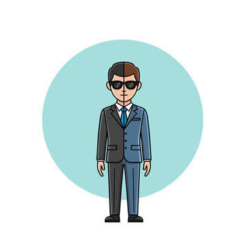 Man in Suit with Split Personality Wearing Sunglasses.