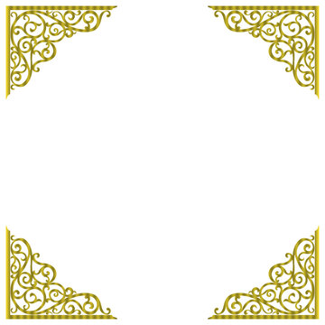 Elegant Gold Ornamental Frame Border Isolated on White
