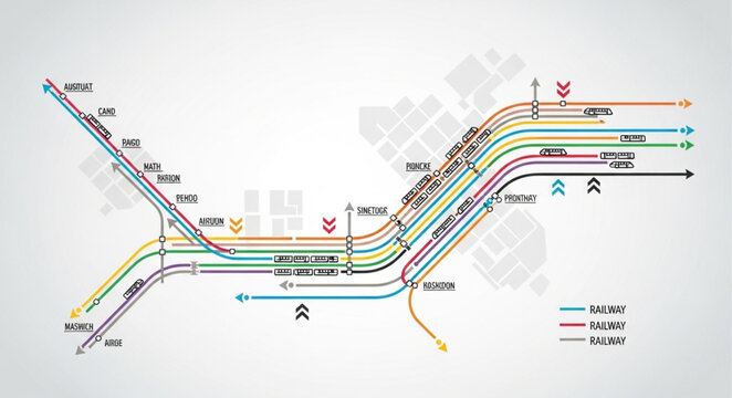 Detailed railway track map with multiple lines and junctions.