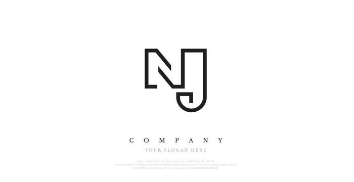 Initial NJ Logo Design Elegant	