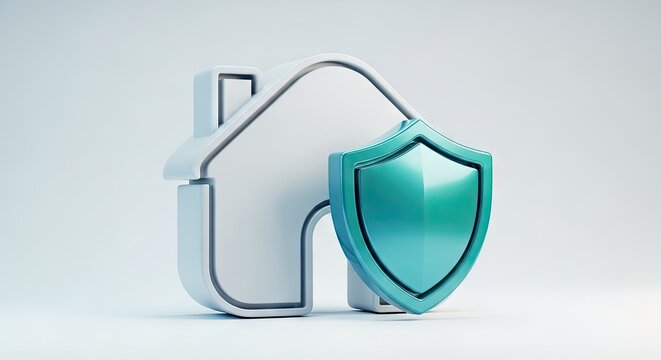 House icon with shield representing security and protection concept