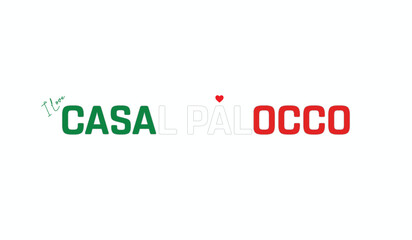 Fototapeta premium I love Casal Palocco, Typographic design of I love Casal Palocco on a white background, Flag typography of Casal Palocco with heart, Vector design of Casal Palocco City of Italy, I love Italy