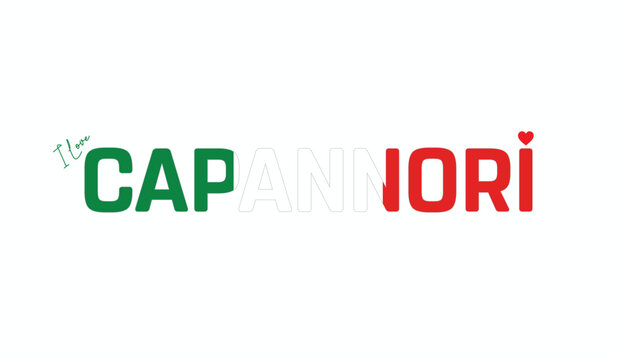 I love Capannori, Typographic design of I love Capannori on a white background, Flag typography of Capannori with heart, Vector design of Capannori City of Italy, I love Italy