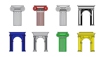 Set of Architectural Columns and Arches, Classic Design Elements © gedang