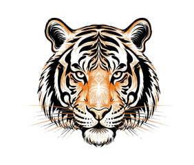 Fototapeta premium Tiger head illustration against black background