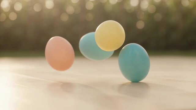 Vibrant Pastel Colored Easter Eggs Floating Arrangement Perfect Spring Season Macro Holiday Decor Shot