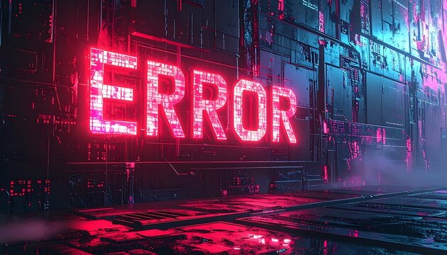 Error message on neon digital display.