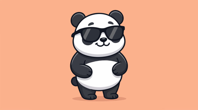 Cute cartoon panda wearing sunglasses.