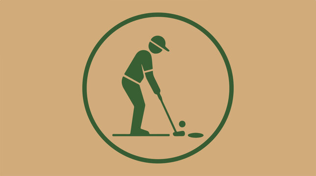 Golfer in green attire swinging club.