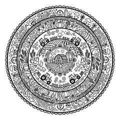 Naklejka premium Intricate Circular Pattern with Detailed Ornamental Design.