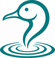 Obraz premium Teal Swan Bird Head Logo Design.