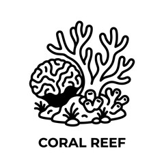 Fototapeta premium Coral Reef with Brain Coral and Branching Coral.