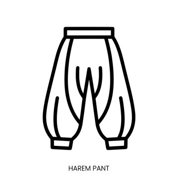 Traditional Harem Pants Illustration with Loose Fit.