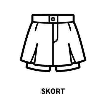 Simple Line Drawing of a Skort Fashion Garment.