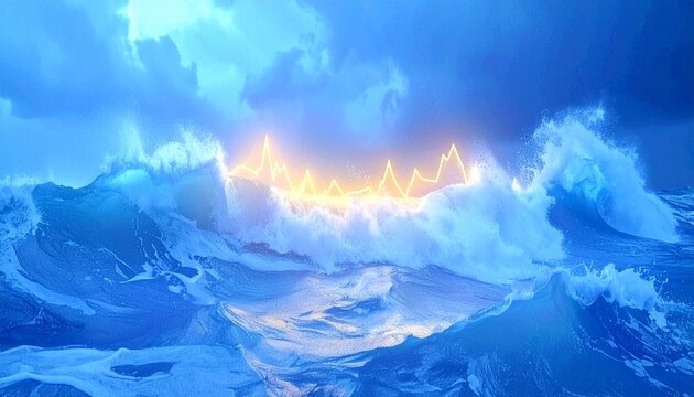 株式市場のボラティリティとVIX恐怖指数のコンセプトイメージ	Stock Market Volatility and VIX Fear Index Conceptual Image [16:9]  [4K]
